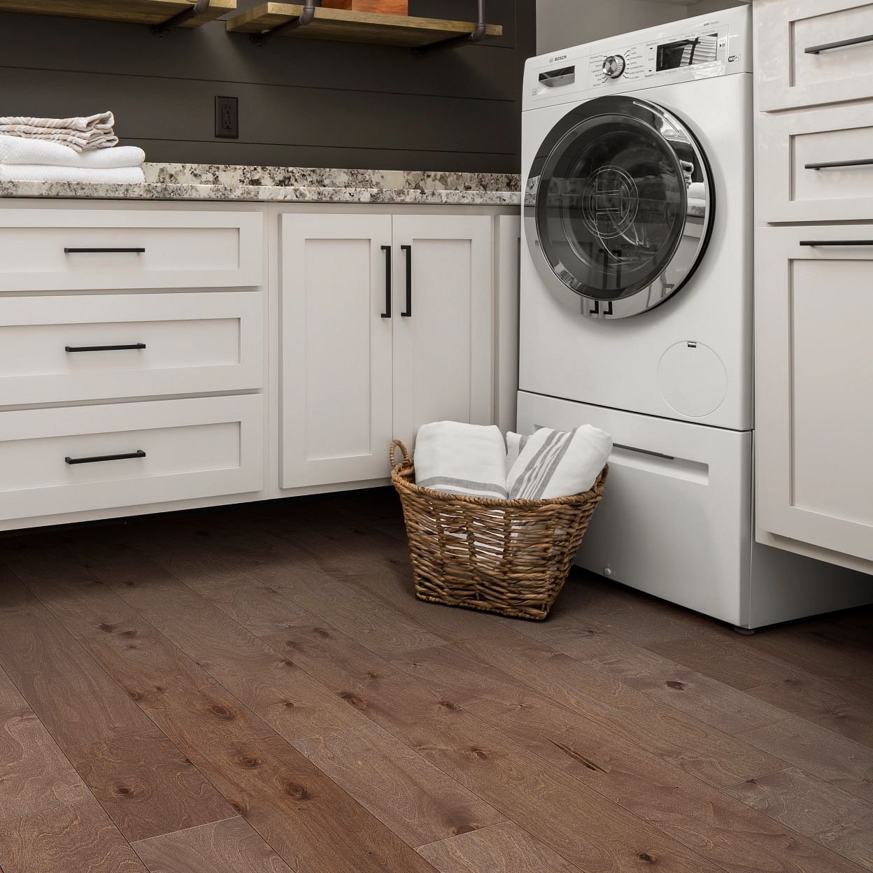 brown hardwood flooring for bathroom in Dickson, TN area by Preston Thompson's Carpet Shoppe